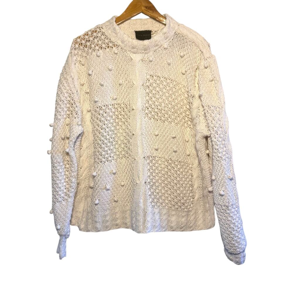 Handcrafted Connemara Ireland Cotton Cable Mixed Knit One of Susan's Sweater